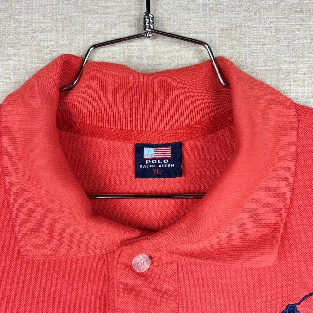 Polo Ralph Lauren Mens XL Red Big Pony Short Sleeve Pique Polo Shirt Navy Blue 3